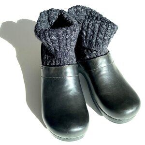 Danskin Chloe clogs shoes sock boots with knit cuff size 40 / US 9.5-10, EUC!